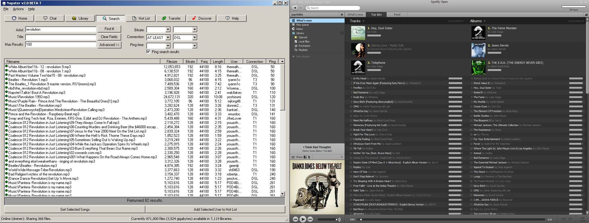 Napster (left) and Spotify (right)